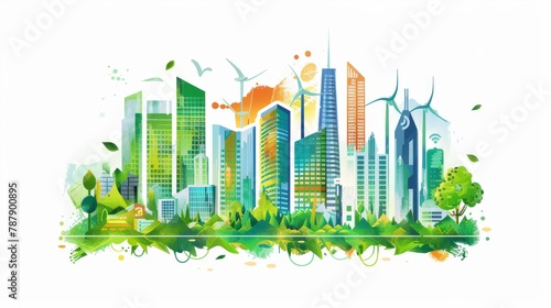 Smart city and ecological concept. New eco-friendly technology  infrastructure  communication  technological progress.