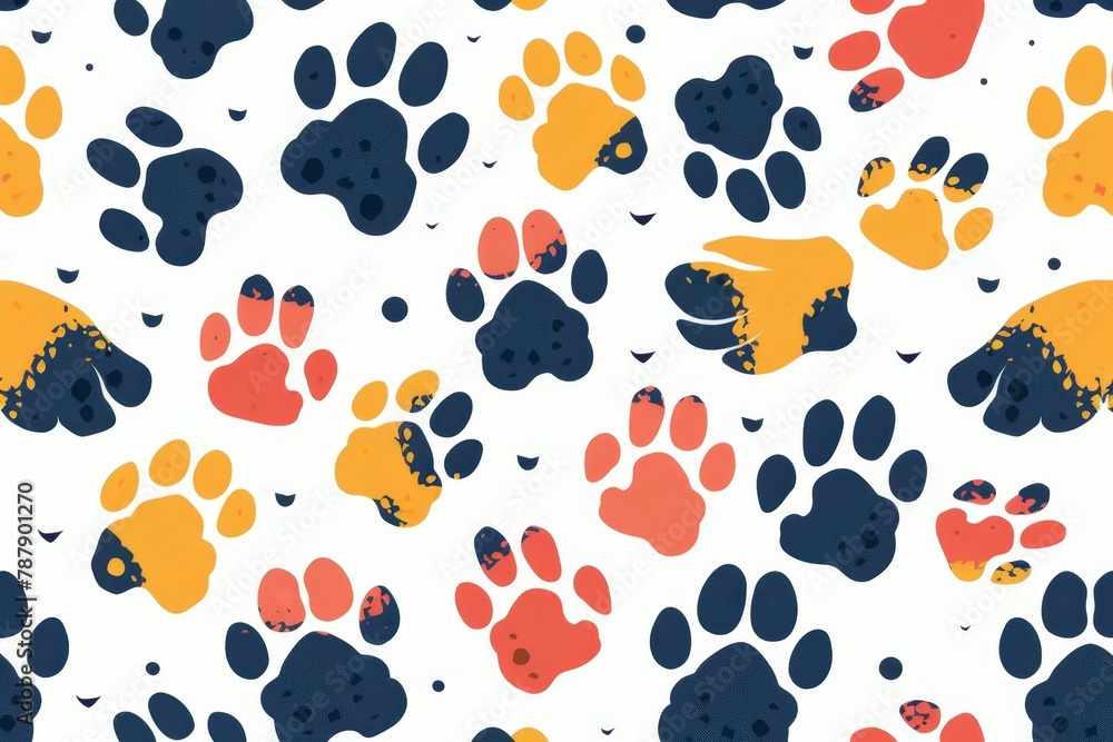 Pattern with multicolored animal paws Pattern with multicolored animal paws