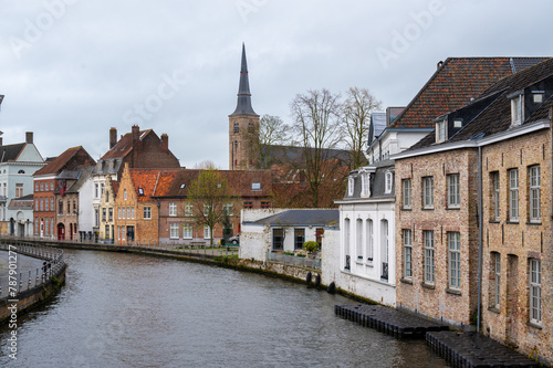 Medieval european city of Bruges, Belgium with its canals