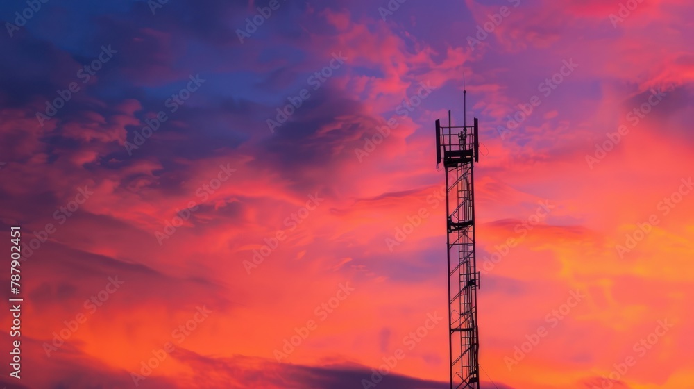 photo of a state-of-the-art cell tower in the evening background photo of a state-of-the-art cell tower in the evening background