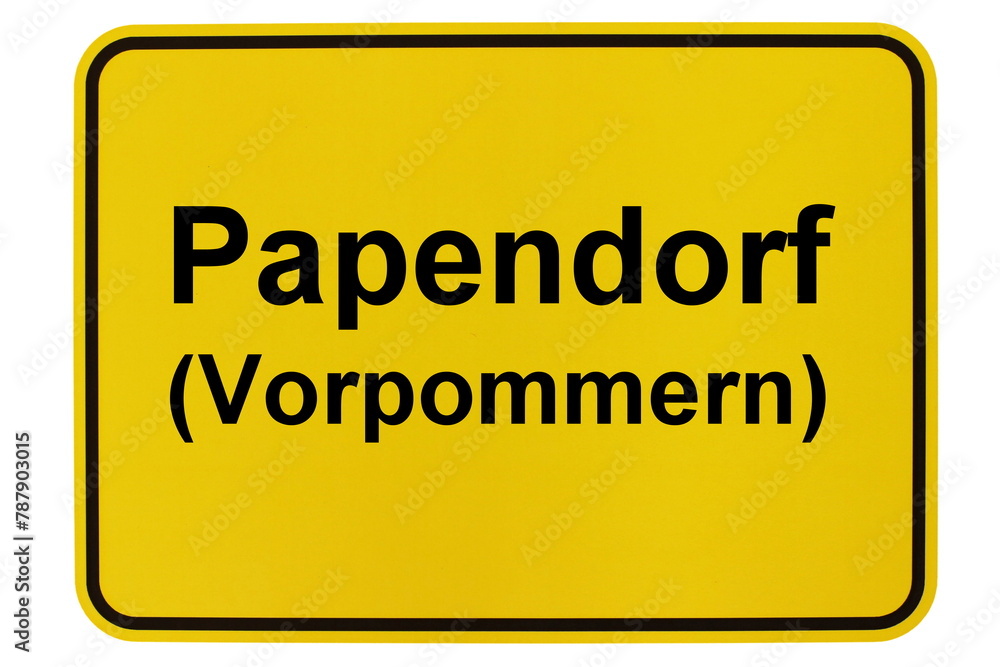 Illustration eines Ortsschildes der Gemeinde Papendorf (Vorpommern) in Mecklenburg-Vorpommern