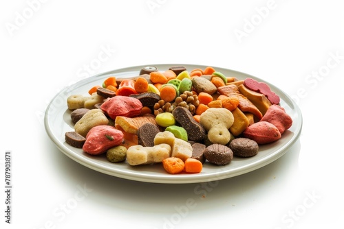 Pet food on white background