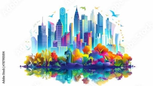 Smart city and ecological concept. New eco-friendly technology, infrastructure, communication, technological progress