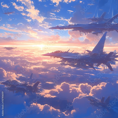 Majestic Fleet of Colossal Drones Against a Stunning Sky