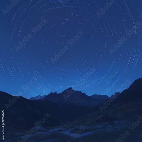 Breathtaking View of Starlit Mountains under a Dark Sky