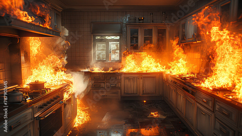 Provides kitchen fire-fighting training scene content generative ai