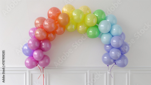 Rainbow Colored Arch made out of Ballons for a clebration photo