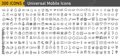 set of 300 icons in trendy line style. Business, ecommerce, finance, accounting. Big set Icons collection. Vector illustration