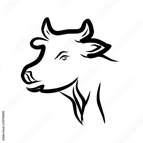 black and white cow vector logo