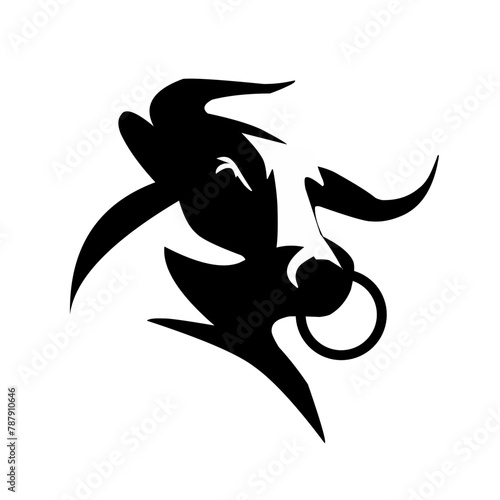 black and white cow vector logo