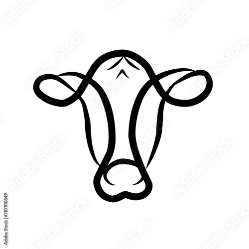 black and white cow vector logo