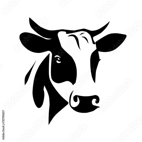 black and white cow vector logo