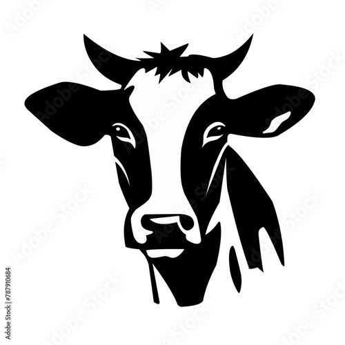 black and white cow vector logo