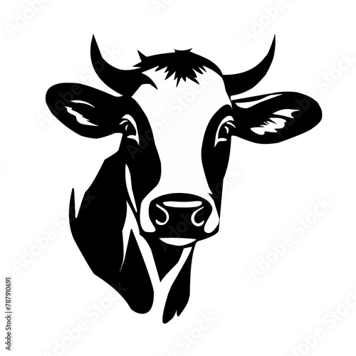 black and white cow vector logo