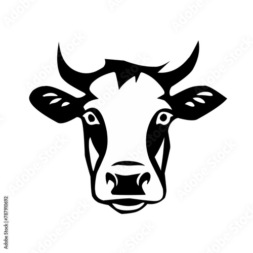 black and white cow vector logo