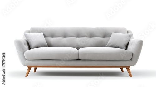 Grey sofa isolated on a white background © MahmudulHassan