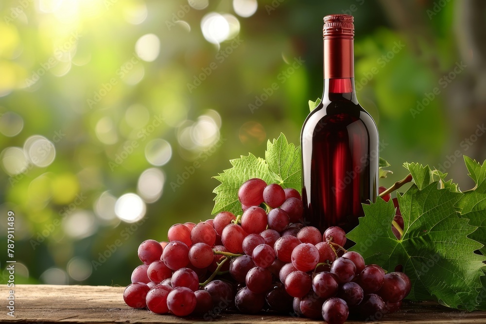 Obraz premium Red wine with fresh grapes