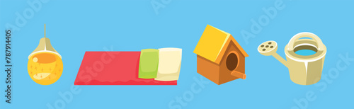 Backyard Furniture Item and Patio Object Vector Set