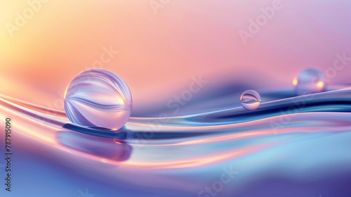 Smooth waves in a gradient fantasy, calm orbs floating, soothing light , clean sharp focus