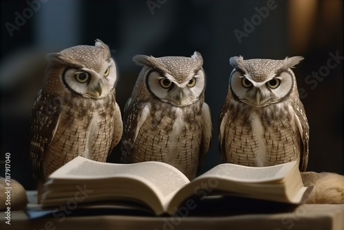 owl, group, reading, book, class, wisdom, knowledge, education, learning, students, studying, school, library, intelligence