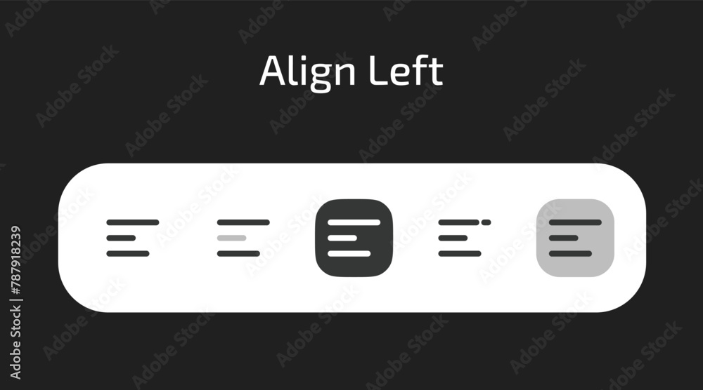 Align Left icons in 5 different styles as vector Stock Vector | Adobe Stock