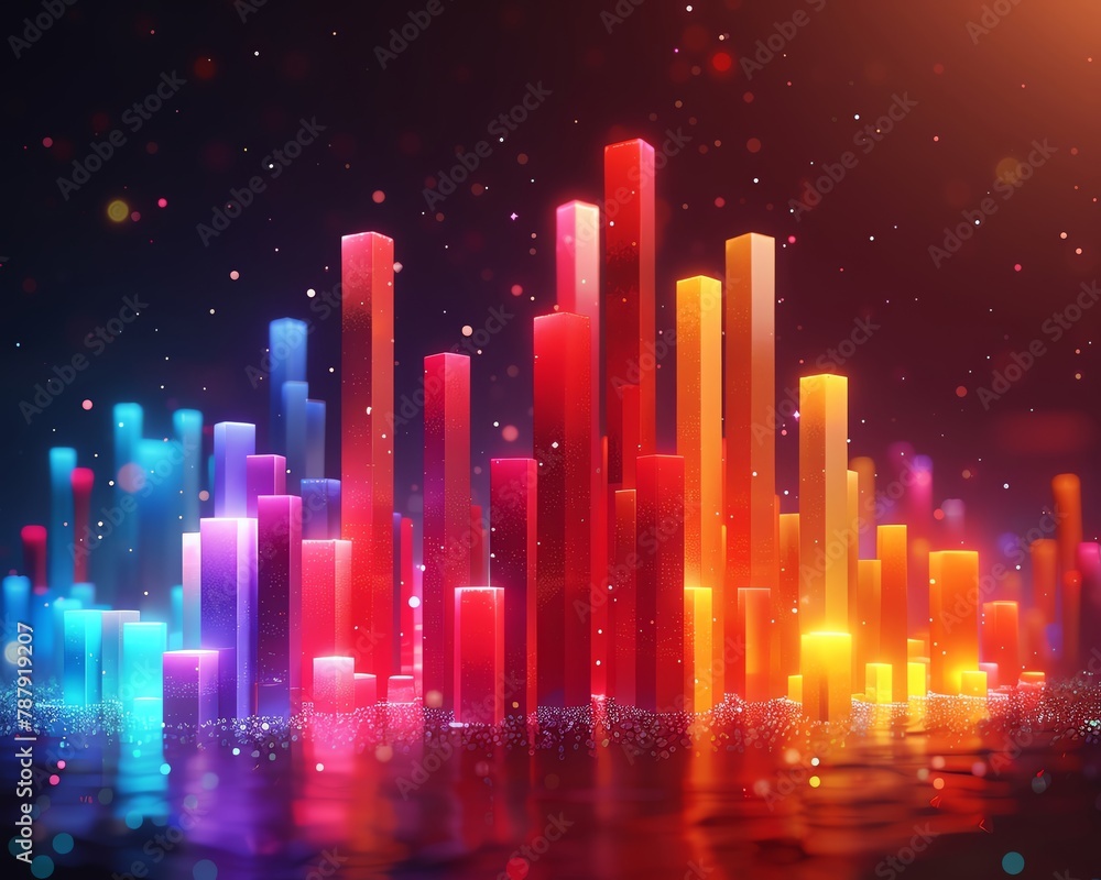 Photo & Art Print 3D animated bar chart of population growth stats ...