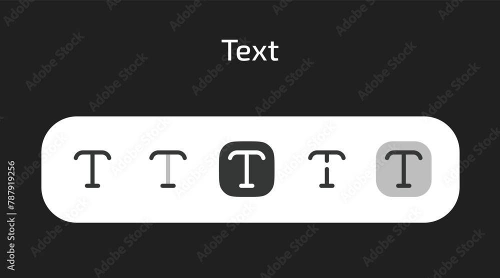 Text icons in 5 different styles as vector Text icons in 5 different styles as vector