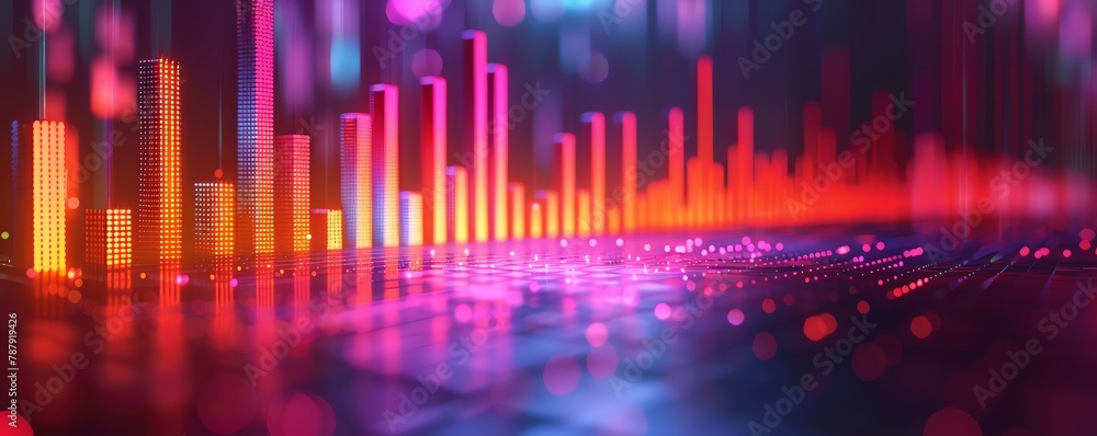 Financial growth 3D animated bar chart, rising stats, sleek and modern ...