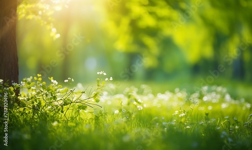 Green grass with bokeh background