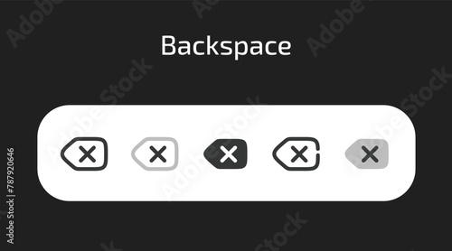 Backspace icons in 5 different styles as vector	 photo