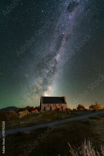 Milky way cross the sky over the Church of The Good Shepherd.