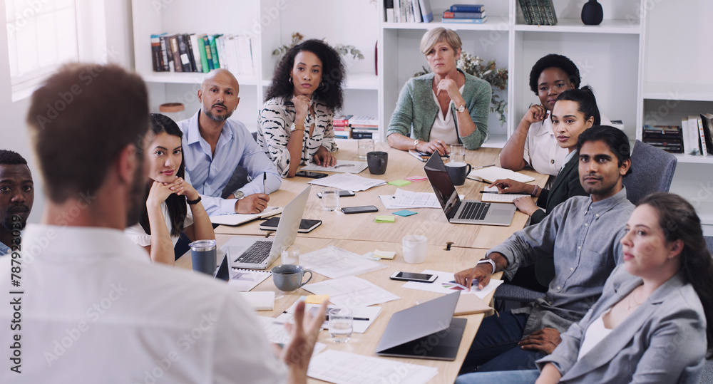 © peopleimages.com - Collaboration, meeting and presentation with business people talking in office boardroom together. Company, project management or workshop with man and woman employee team in workplace for strategy © peopleimages.com - Collaboration, meeting and presentation with business people talking in office boardroom together. Company, project management or workshop with man and woman employee team in workplace for strategy