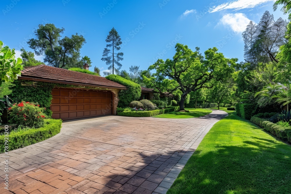 Spacious well paved driveway next to garage
