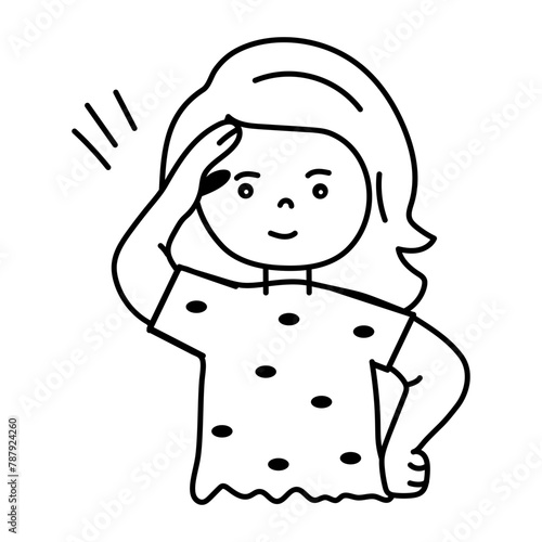 A hand drawn icon of a girl doing salute 