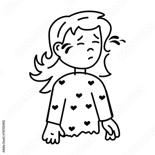 Handy doodle icon of a crying girl 