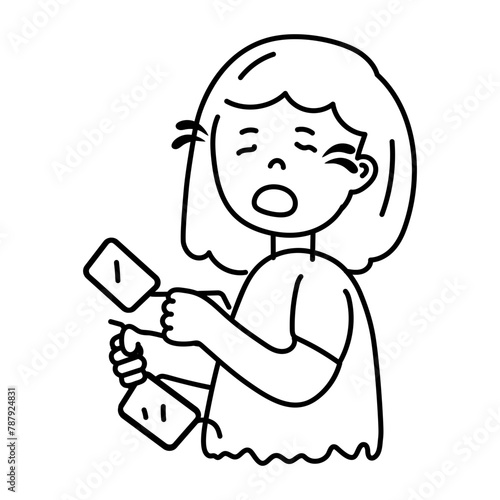Customizable doodle icon of girl weeping 
