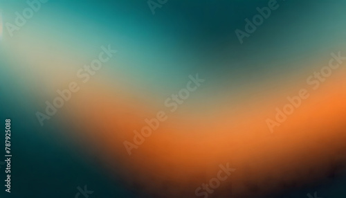 Dark blurred color gradient grainy background teal orange. Generative AI.