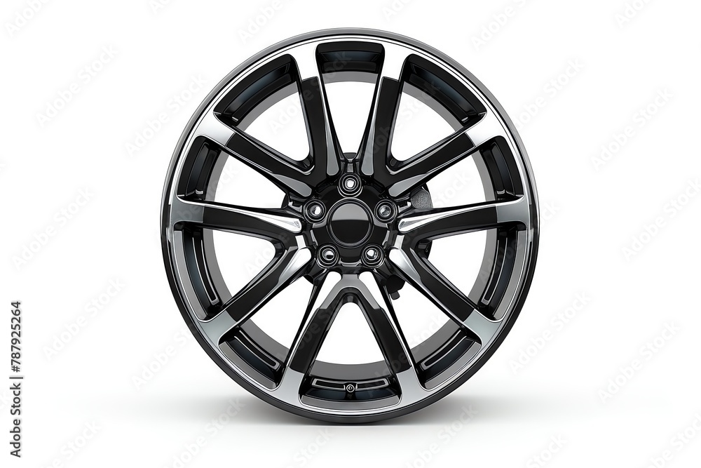 Sharp image of car alloy wheel, isolated on white.