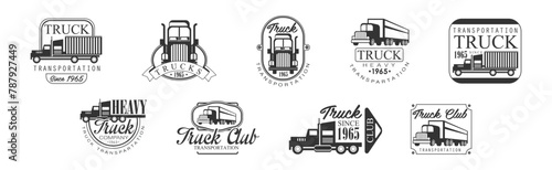 Heavy Truck Club Black And White Emblem Vector Set