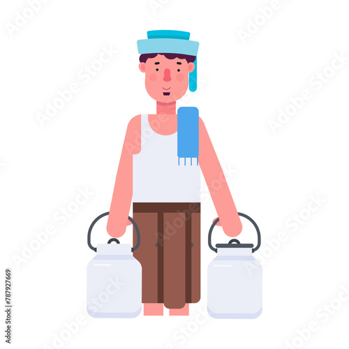 Latest flat icon showing indian milkman 