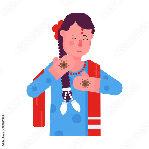 Download flat character icon of indian hina  photo