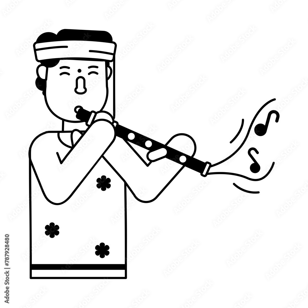 Obraz premium An editable glyph character icon of flautist