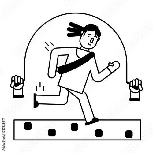 Latest glyph character icon of rope jumping 