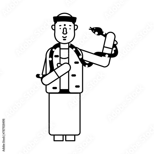 Easy to use glyph character icon of snake charmer 