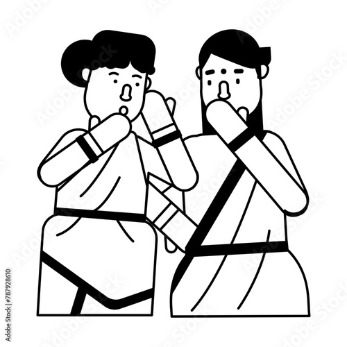 Modern glyph character icon of women gossips 