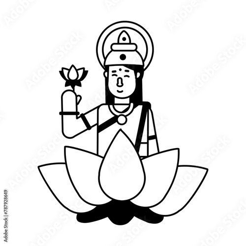 A glyph character icon of indian goddess 