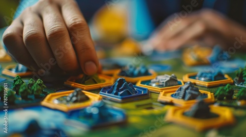 Person Playing a Detailed Strategy Board Game