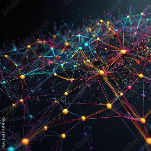Abstract background with connected lines and dots. Network connection structure