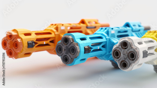 Colorful Toy Blaster Guns Lined Up
