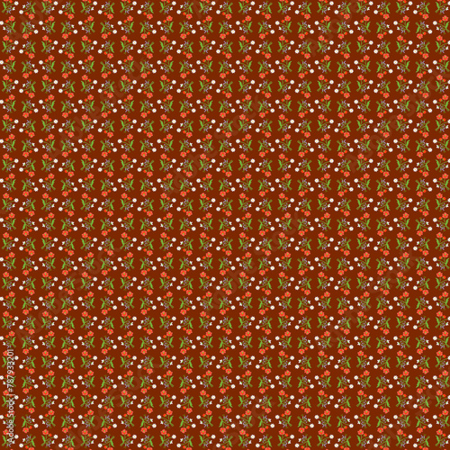 Simple summer romantic floral pattern Bright small wild flowers on a rustic red background